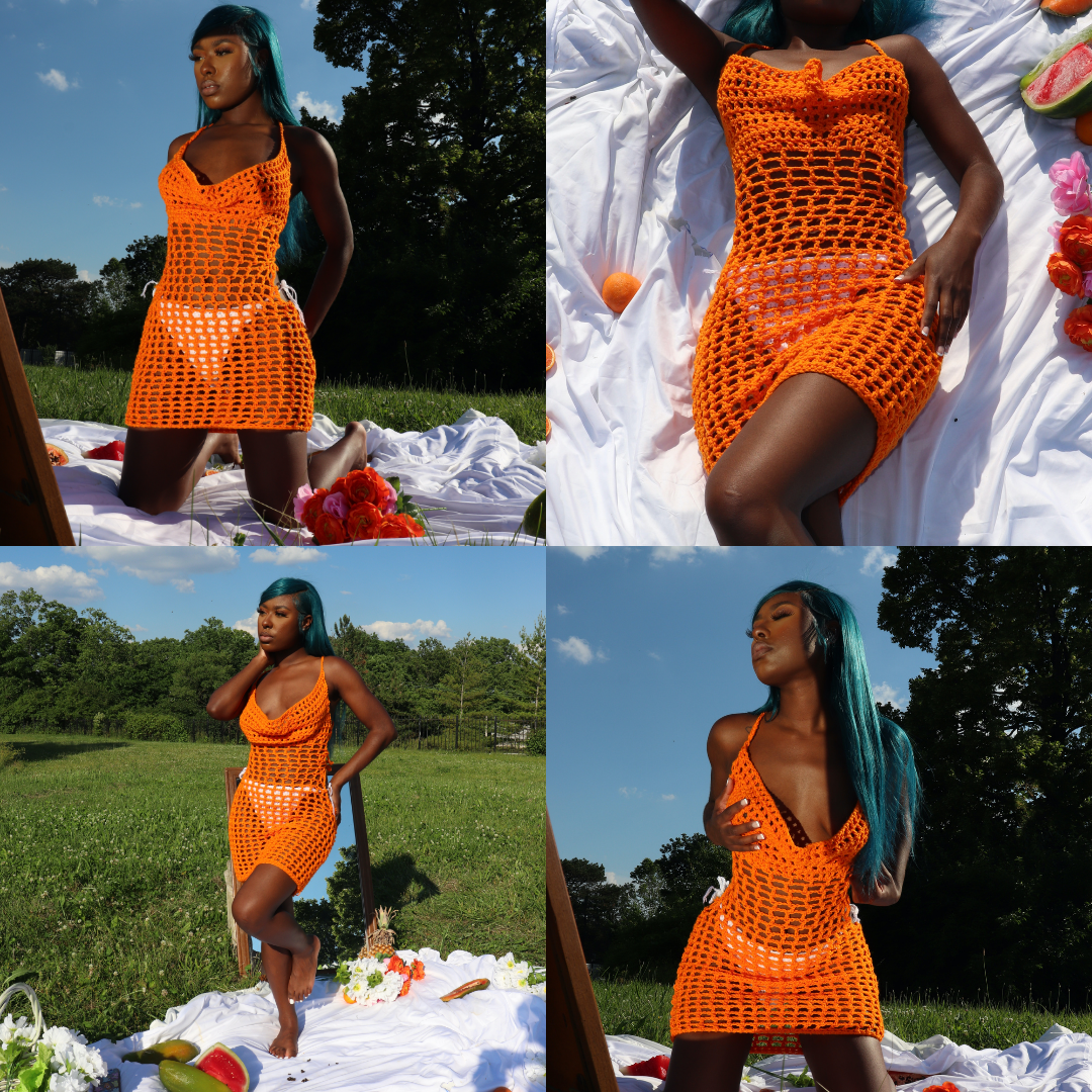 Mesh Cowl Neck Mini Dress (3 piece set)