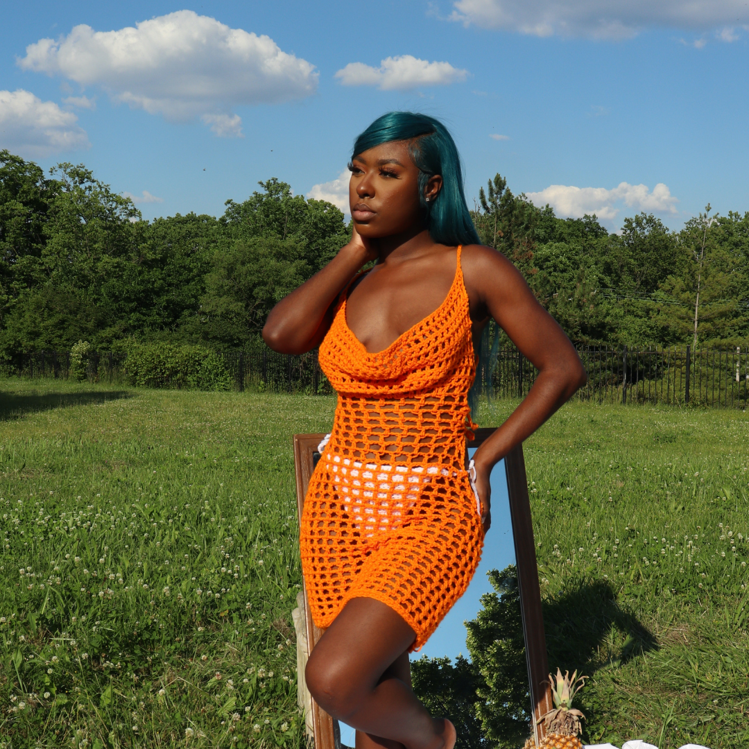 Mesh Cowl Neck Mini Dress (3 piece set)